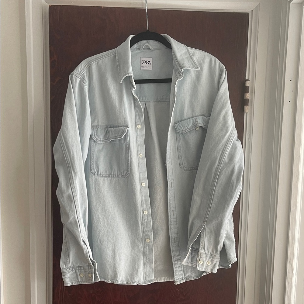 Zara Sky Blue Denim Casual Shirt